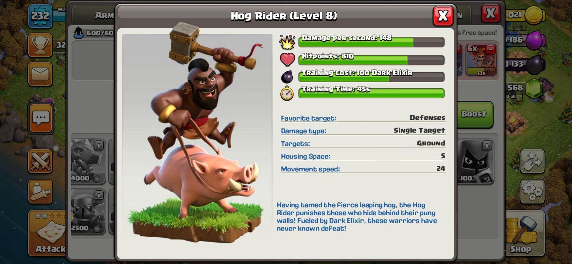 The Hog Rider in Clash of Clans (Image via Sportskeeda)